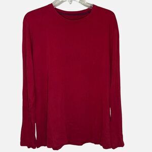 Banana Republic Men’s Fitted Crew Long Sleeve Tee, Dark Red, Size X-Large
